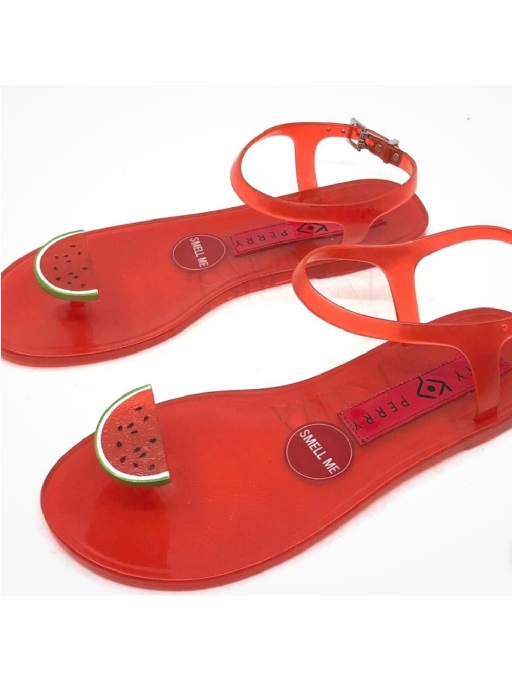 Katy Perry Collections Red Jelly Toe-Ring Sandals with Watermelon Accents